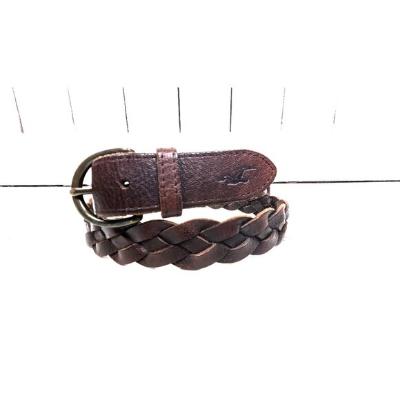Vintage braided brown distressed leather belt main image 4